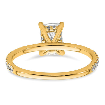 14K Yellow Gold 1 1/3 carat Certified Lab Grown Diamond VS/SI+ G+ Radiant Complete Solitaire with Flair Engagement Ring