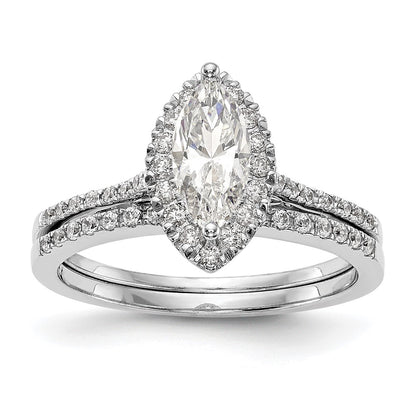 14K White Gold Halo (Holds 1 carat (10x5mm) Marquise Center) 1/4 carat Diamond Semi-mount Engagement Ring