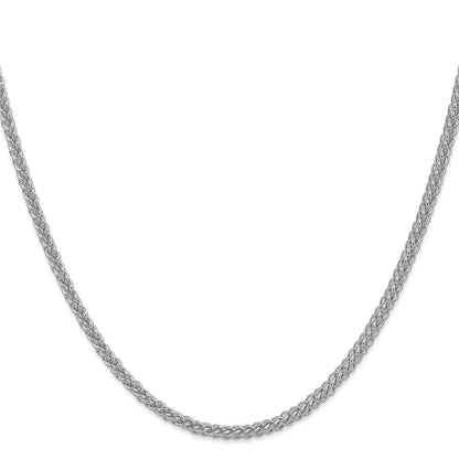 14K White Gold 2.6mm Semi-solid 3-Wire Wheat 20 Inch Chain
