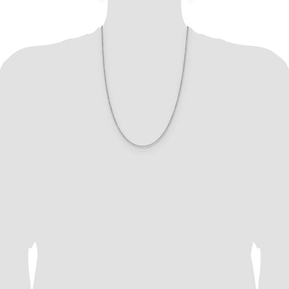 14K White Gold 1.4mm D/C Forzantine Cable 24 Inch Chain