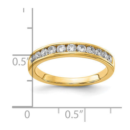 14K Yellow Gold 1/5 carat Lab Grown Diamond VS+ F+ Complete Channel Set Wedding Band Ring