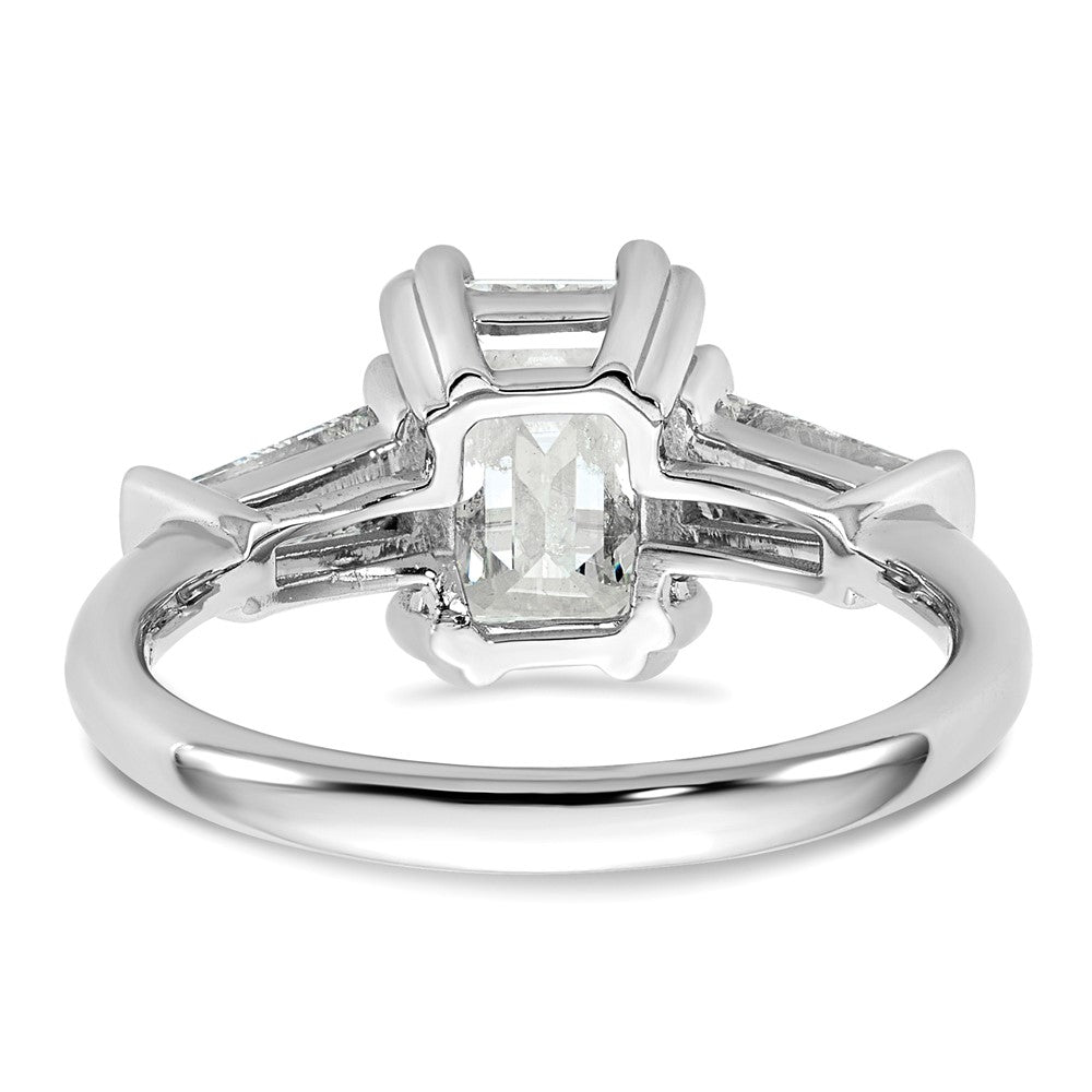 14K White Gold 1 3/4 carat Lab Grown Diamond VS+ F+ Complete Emerald and Tapered Baguette Engagement Ring