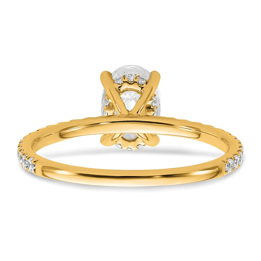 14K Yellow Gold 1 1/3 carat Certified Lab Grown Diamond VS+ F+ Oval Complete Solitaire with Flair Engagement Ring