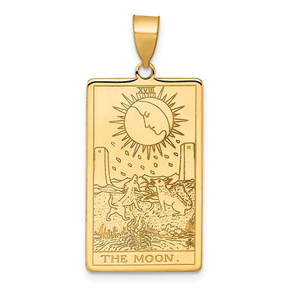 14K Yellow Gold The Moon Tarot Card Pendant