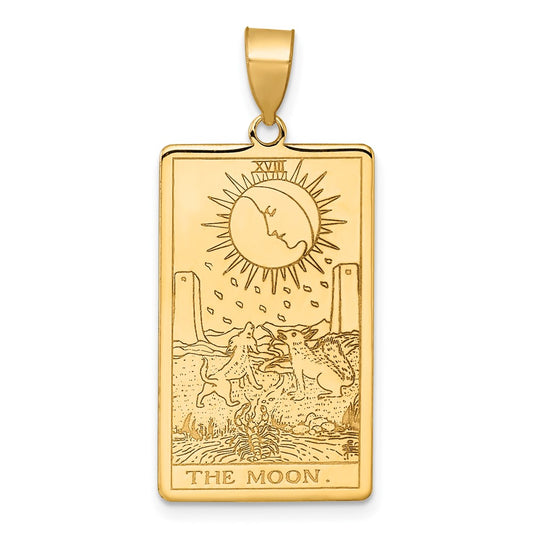 14K Yellow Gold The Moon Tarot Card Pendant