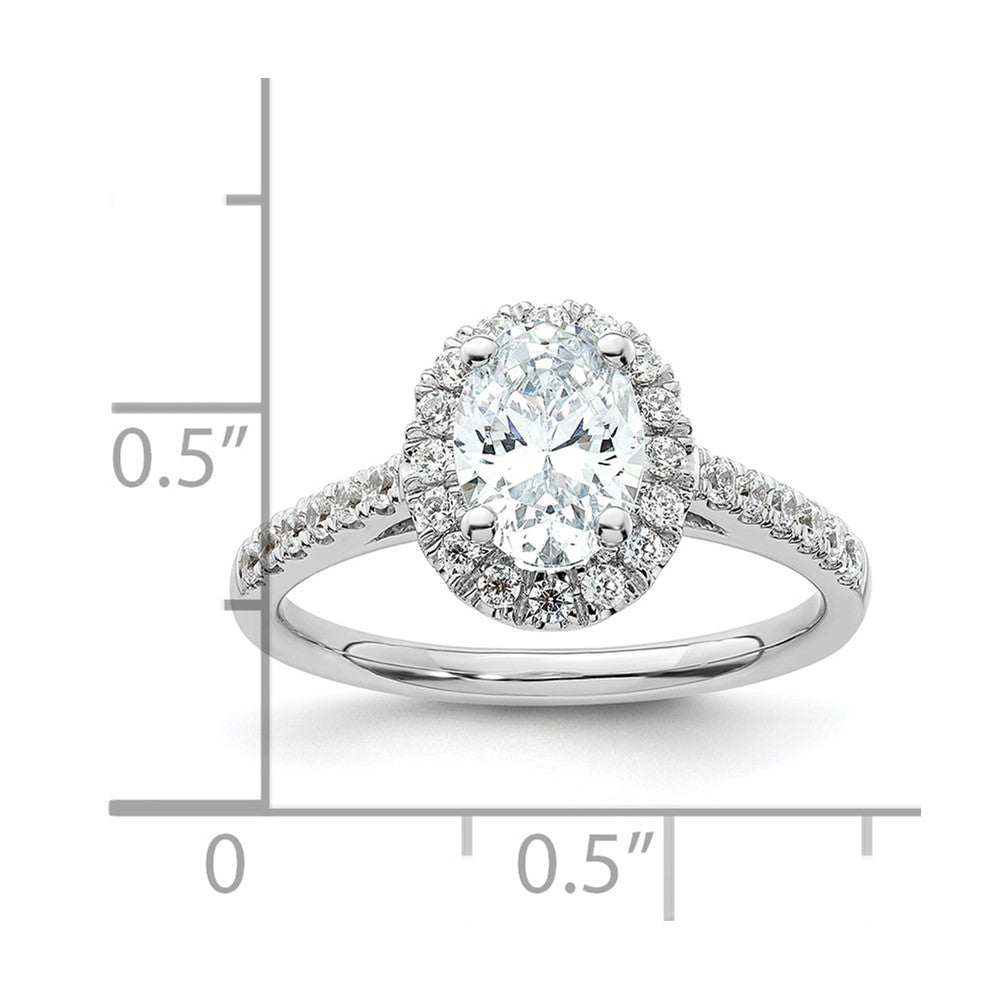 14K White Gold Halo Plus (Holds 3/4 carat (7.5x5.0mm) Oval Center) 3/8 carat Diamond Semi-Mount Engagement Ring