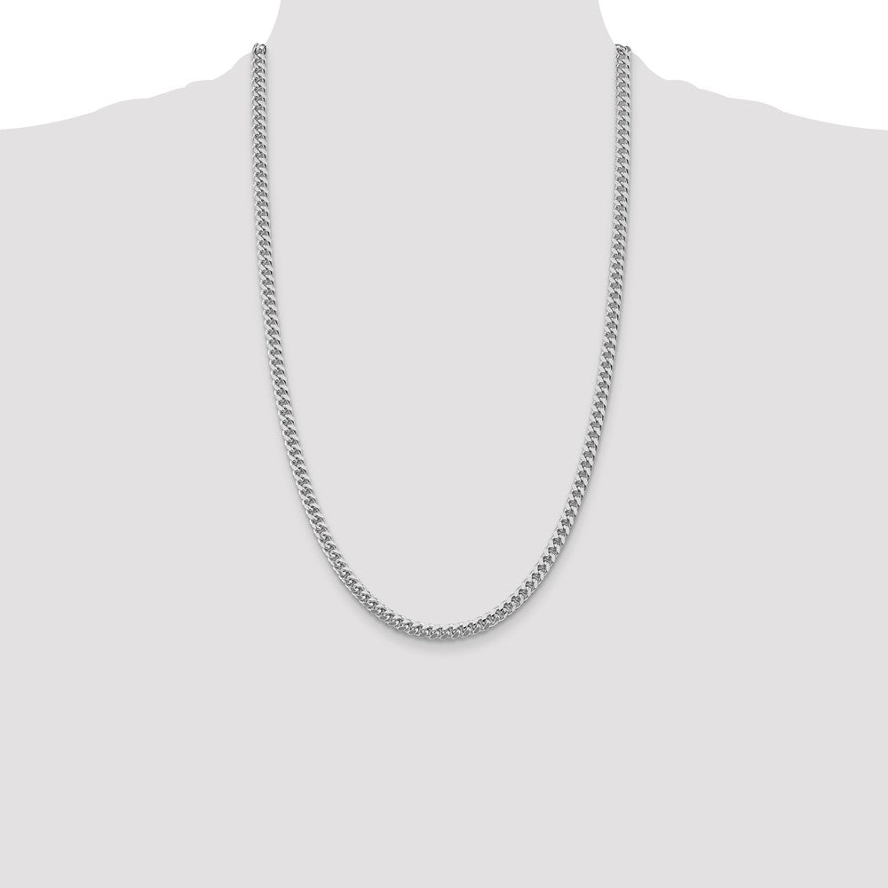 Sterling Silver Rhodium-plated 5mm Domed w/ Side D/C Curb 26 Inch Chain