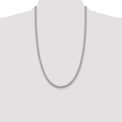 Sterling Silver Rhodium-plated 5mm Domed w/ Side D/C Curb 26 Inch Chain