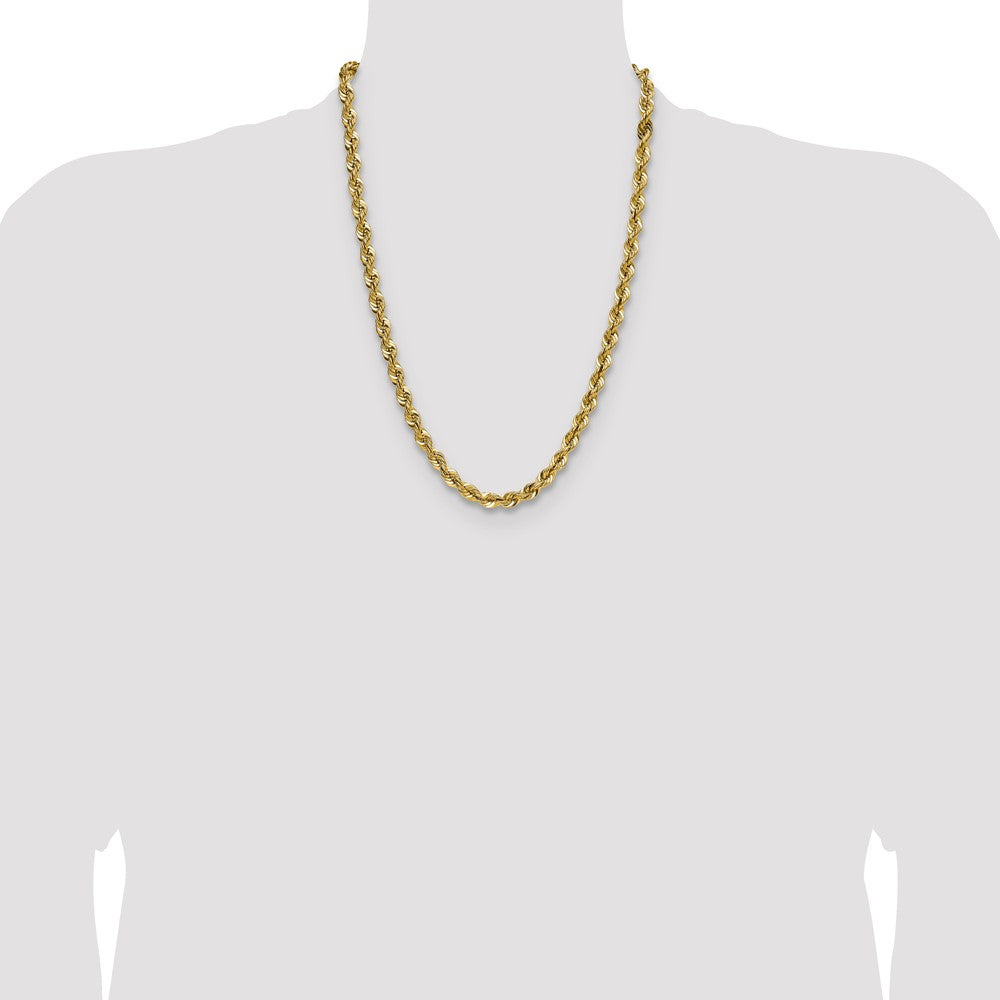 14K Yellow Gold 7.5mm Regular Rope 24 Inch Chain