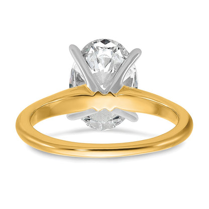 14K Two-Tone Gold 3 carat Lab Grown Diamond VS+ F+ Oval Complete Solitaire Engagement Ring