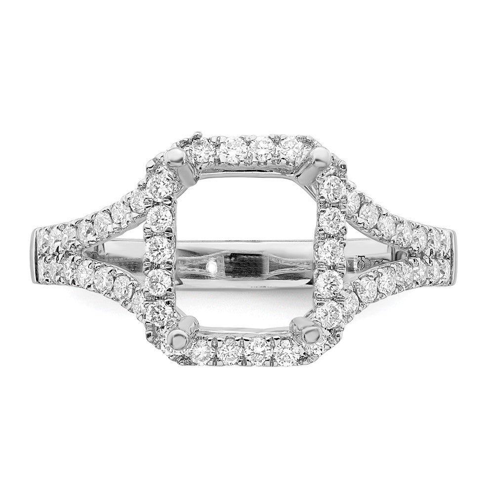 True Origin 14K White Gold 1/2 carat Lab Grown Diamond VS+ F+ Semi-Mount Emerald Halo Engagement Ring