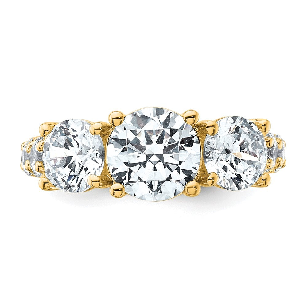 True Origin 14K Yellow Gold 5 carat Lab Grown Diamond VS+ F+ Complete Round Three Stone Ring