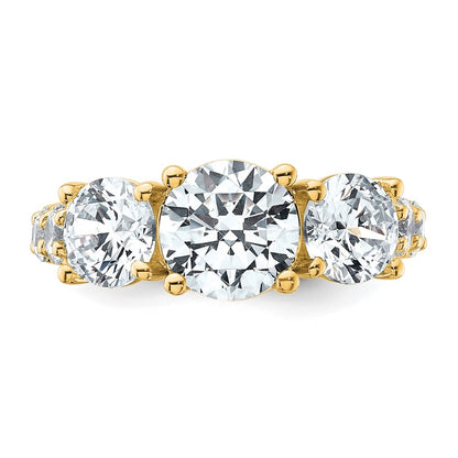 True Origin 14K Yellow Gold 5 carat Lab Grown Diamond VS+ F+ Complete Round Three Stone Ring