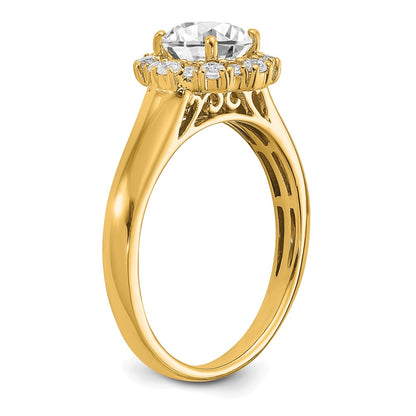 True Origin 14K Yellow Gold 1/4 carat Lab Grown Diamond VS+ F+ Semi-Mount Round Halo Engagement Ring