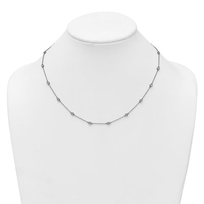 14K White Gold Complete 5/8 carat Bezel-set Diamond and Cable Chain 18-Station 18 Inch Necklace