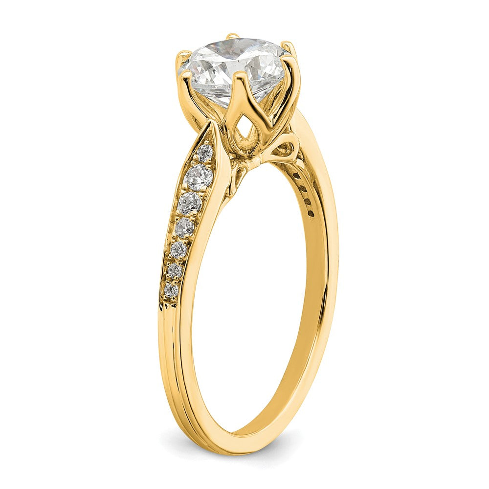 14K Yellow Gold Gold (Holds 1.5 carat (7.5mm) Round Center) 1/6 carat Diamond Semi-Mount Engagement Ring