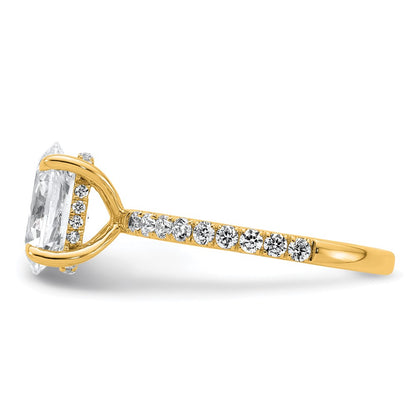 14K Yellow Gold 2 5/8 carat Certified Lab Grown Diamond VS+ F+ Oval Complete Solitaire with Flair Engagement Ring