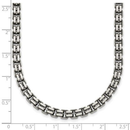 Sterling Silver Antiqued Brushed 5.00mm Fancy Box Link 19.75 Inch Necklace