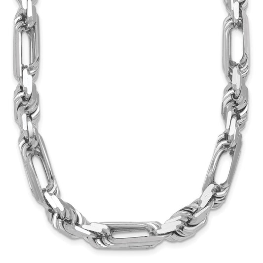 Sterling Silver Rhodium-plated Polished 8.00mm Figaro Rope Chain 20 Inch Necklace