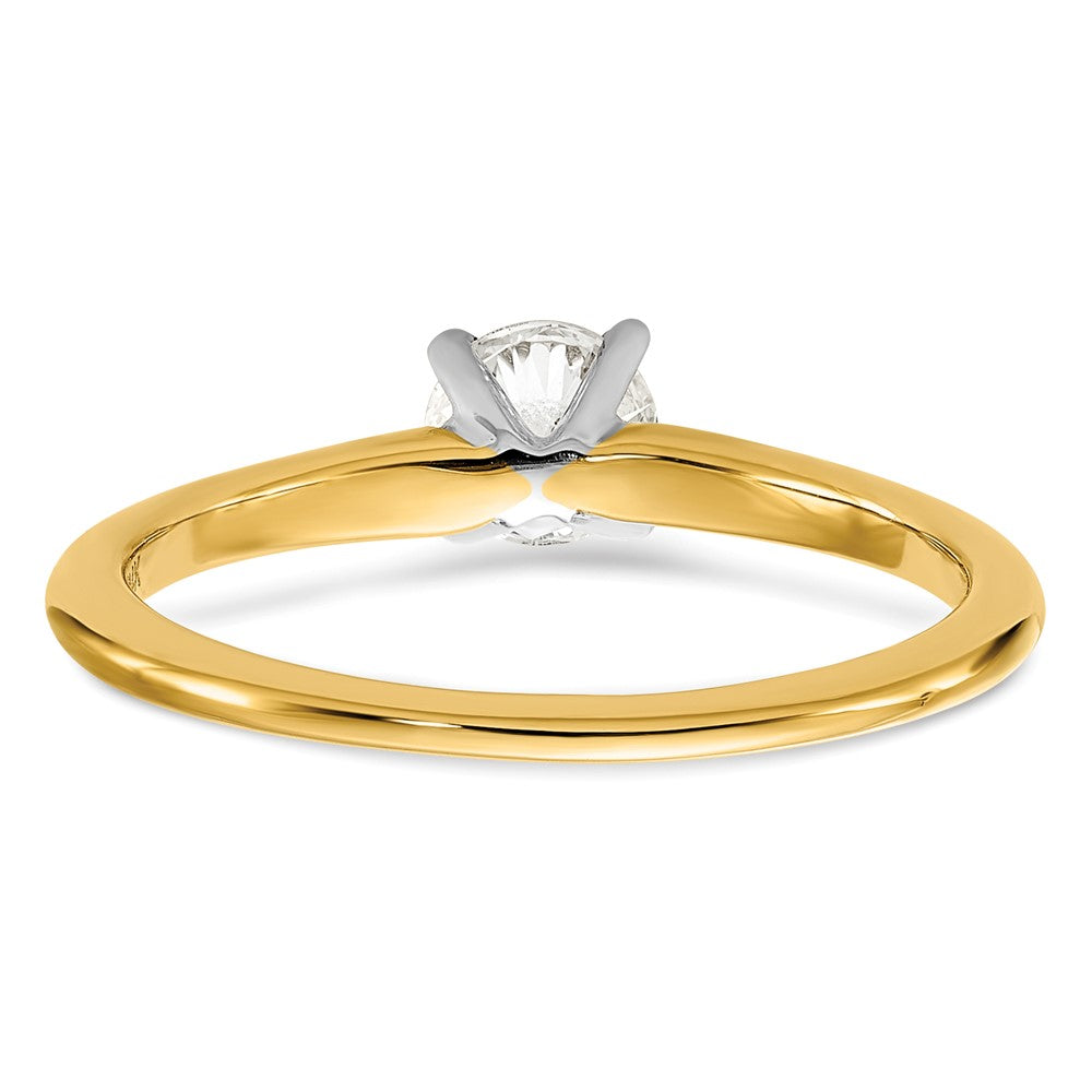 14K Two-Tone Gold 1/2 carat Certified Lab Grown Diamond VS+ F+ Round Complete Solitaire Engagement Ring