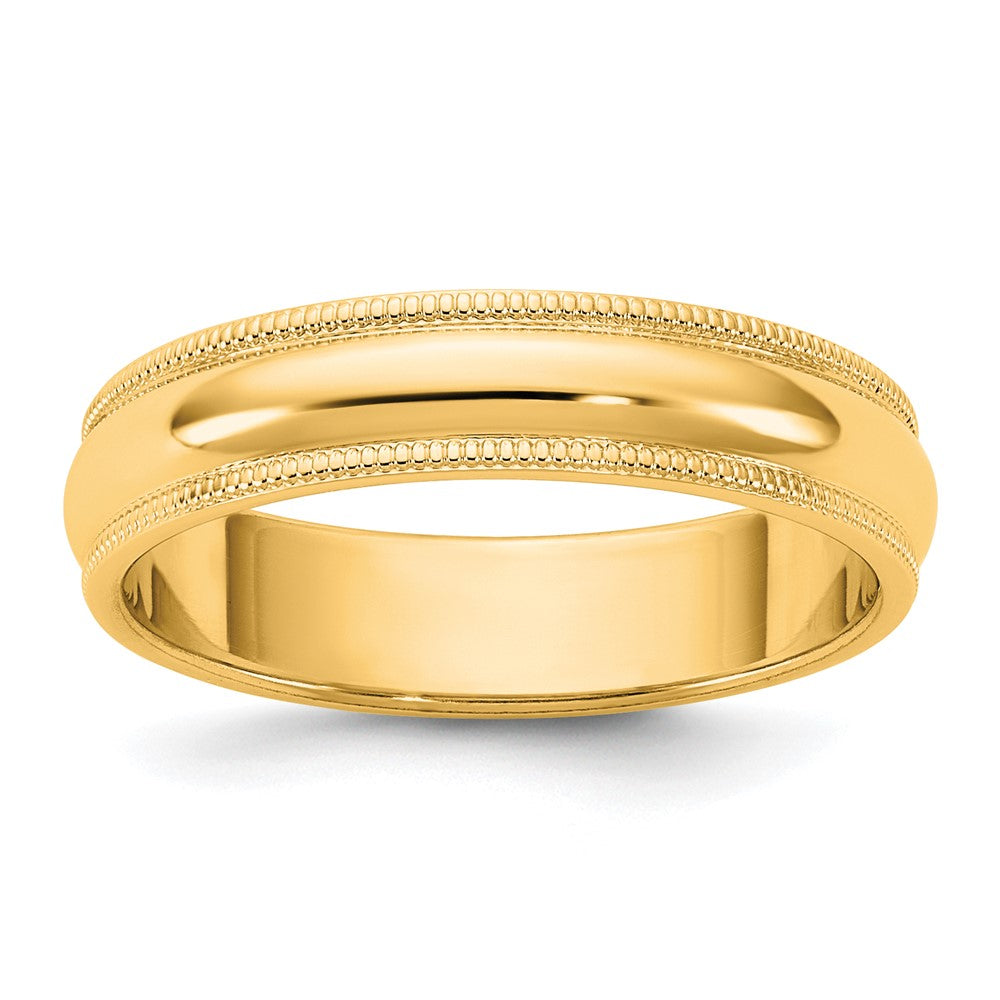 14K Yellow Gold 4.5mm Milgrain Half Round Wedding Band Ring