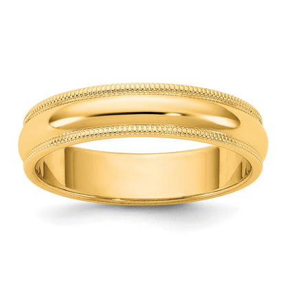 14K Yellow Gold 4.5mm Milgrain Half Round Wedding Band Ring
