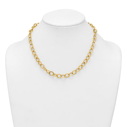 14K Yellow Gold Polished 9mm Round Cable Chain 18 Inch Necklace