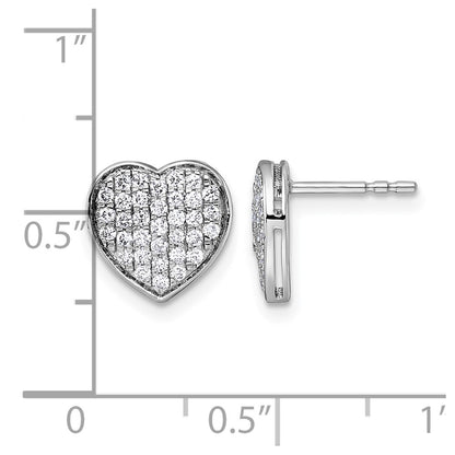 14K White Gold 1/2 carat Diamond Pave Heart Post Earrings