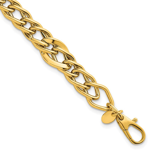 14K Yellow Gold Polished Multi Graduated Curb Link 8 Inch Bracelet