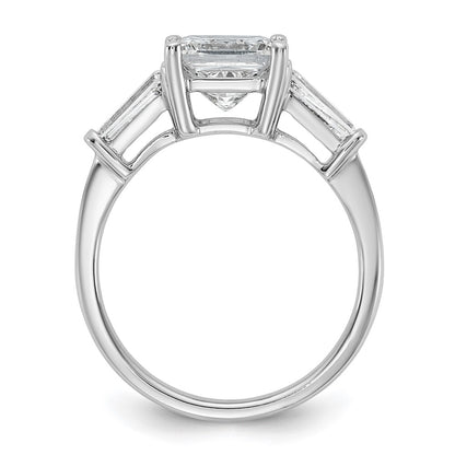 14K White Gold 2 5/8 carat Lab Grown Diamond VS+ F+ Princess and Tapered Baguette Complete Three Stone Engagement Ring