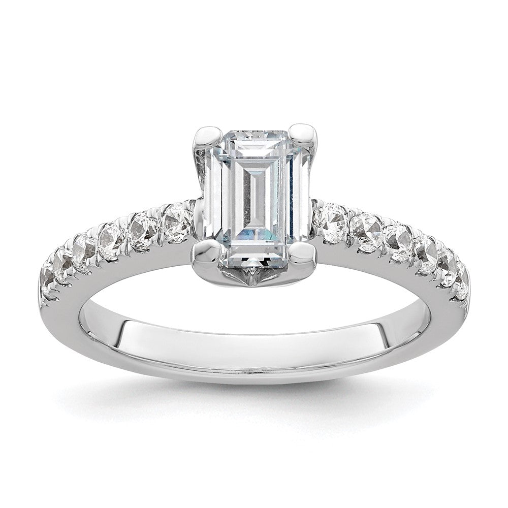 True Origin 14K White Gold 3/8 carat Lab Grown Diamond VS+ F+ Semi-Mount Emerald Engagement Ring