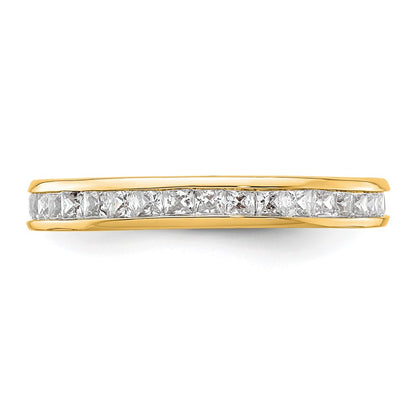 14K Yellow Gold Polished Size 6.5 Channel-set 1 carat Princess Diamond Complete Eternity Wedding Band Ring