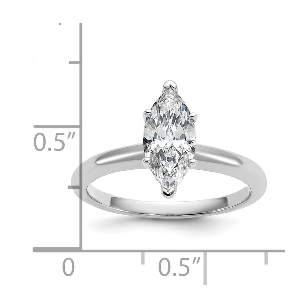 14K White Gold 1 carat Certified Lab Grown Diamond VS+ F+ Marquise Solitaire Complete Engagement Ring