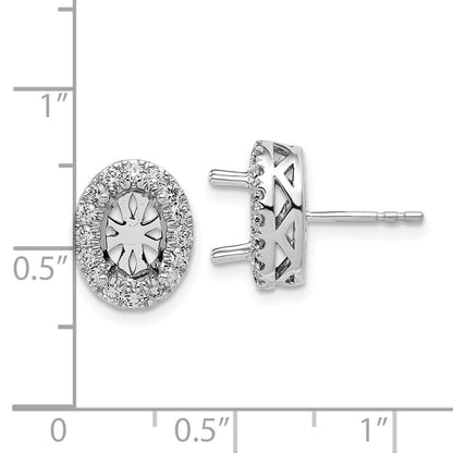 14K White Gold 1/2 carat Lab Grown Diamond VS/SI+ G+ Oval Semi Mount Halo Post Earrings