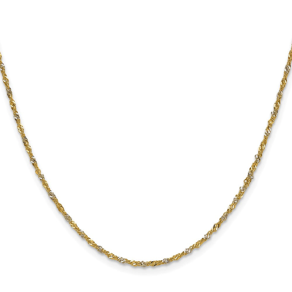 14K Yellow Gold with Rhodium 1.65mm Singapore 22 Inch Chain