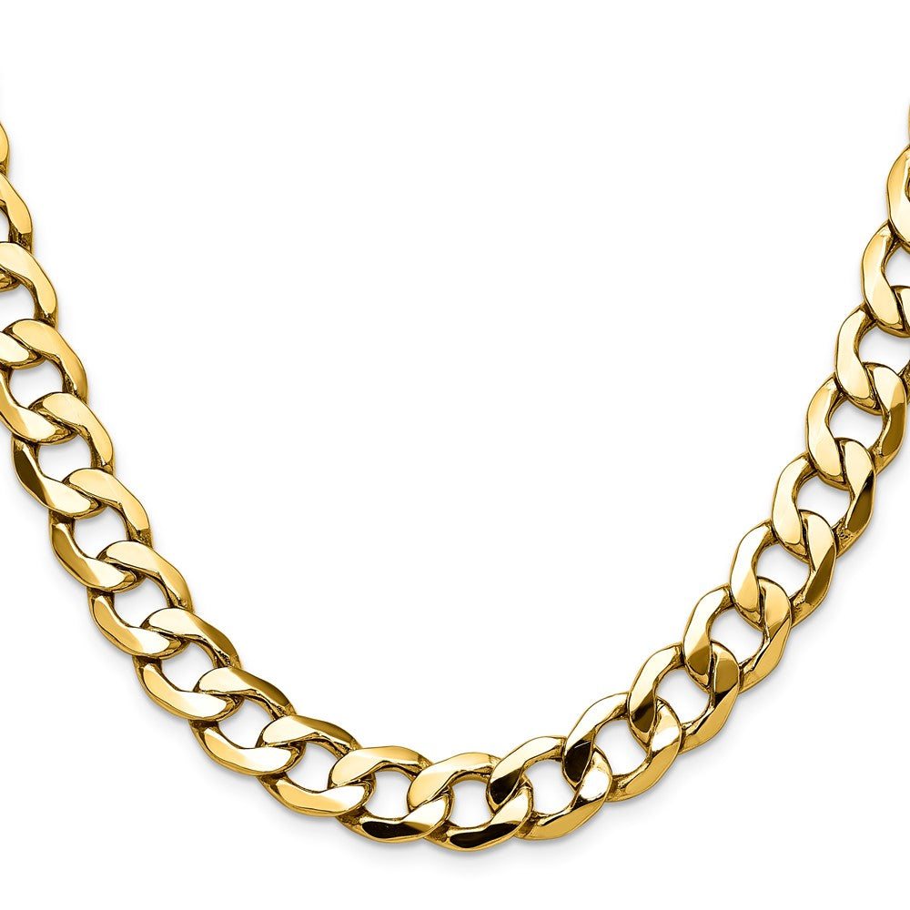 14K Yellow Gold 11.3mm Semi-Solid Curb 22 Inch Chain