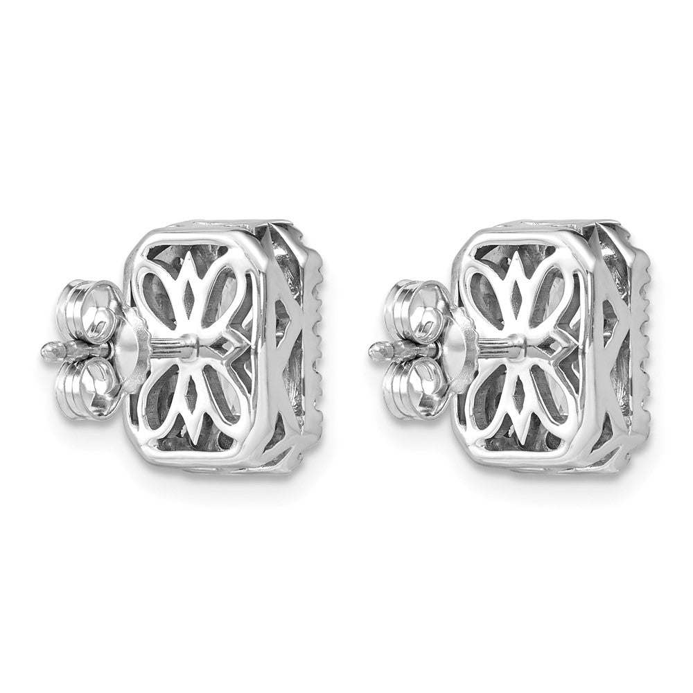 14K White Gold 1/2ct Radiant Lab Grown VS/SI+ G+ Dia Halo Semi-mount Earrings