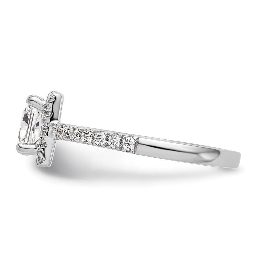 14K White Gold Halo Plus (Holds 1 carat (5.5mm) Princess Center) 1/2 carat Diamond Semi-Mount Engagement Ring