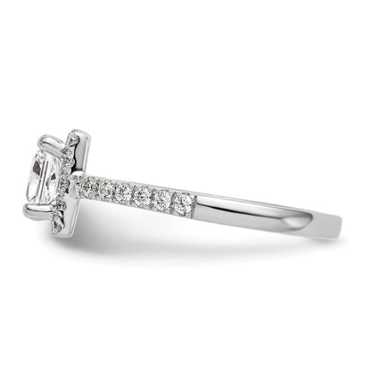 14K White Gold Halo Plus (Holds 1 carat (5.5mm) Princess Center) 1/2 carat Diamond Semi-Mount Engagement Ring