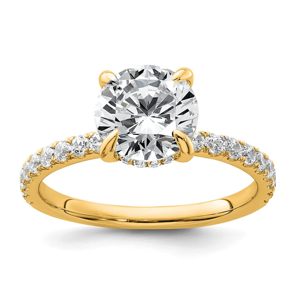 14K Yellow Gold 2 3/8 carat Certified Lab Grown Diamond VS+ F+ Round Complete Solitaire with Flair Engagement Ring
