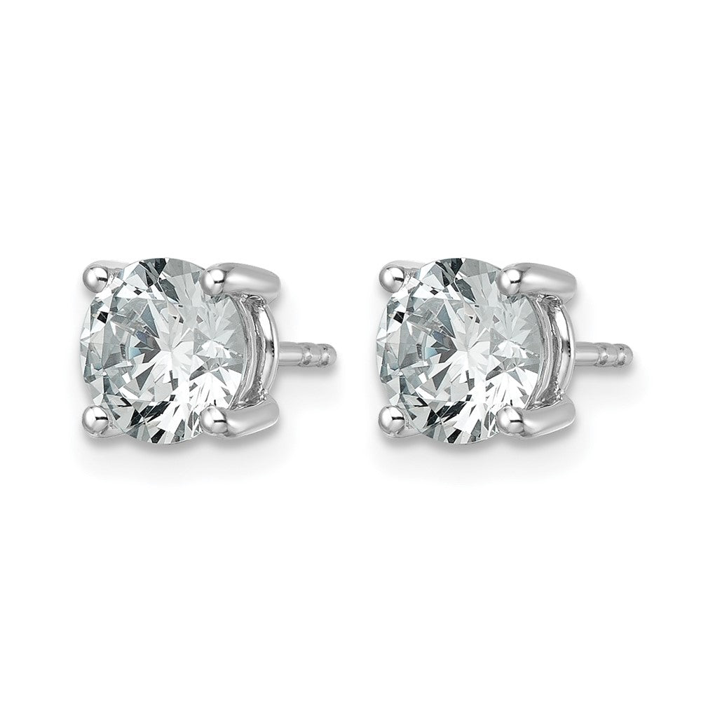 14K White Gold 2 1/2 carat Lab Grown Diamond VS/SI+ G+ Round Complete Four Prong Lightweight Stud Earrings