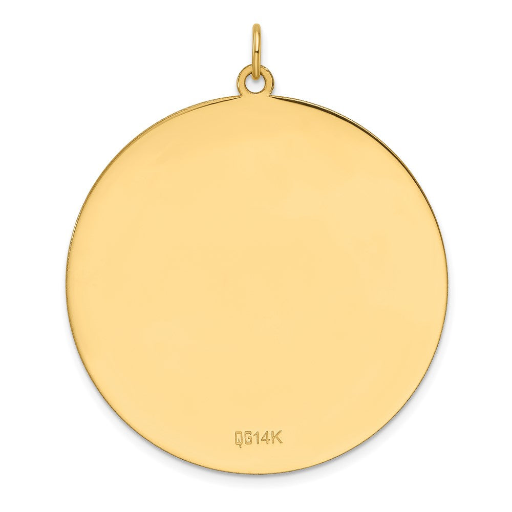 14K Yellow Gold Plain .035 Gauge Round Engravable 38.3mm Disc Charm