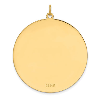 14K Yellow Gold Plain .035 Gauge Round Engravable 38.3mm Disc Charm