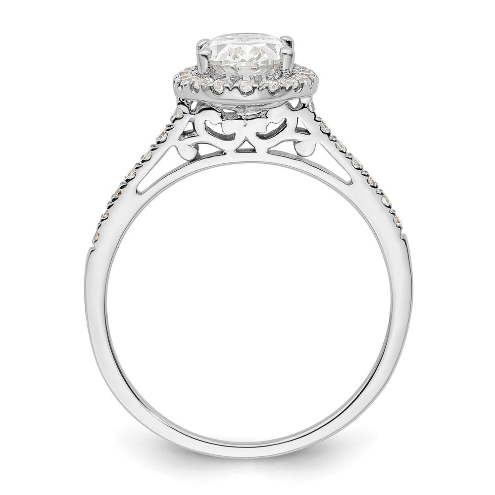 14K White Gold Halo (Holds 1.5 carat (8x6mm) Oval Center) 1/3 carat Diamond Semi-mount Engagement Ring
