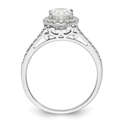 14K White Gold Halo (Holds 1.5 carat (8x6mm) Oval Center) 1/3 carat Diamond Semi-mount Engagement Ring