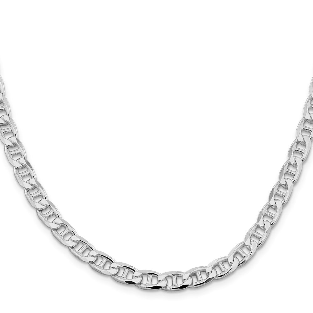 Sterling Silver Rhodium-plated 6.5mm D/C Flat Anchor Curb 24 Inch Chain