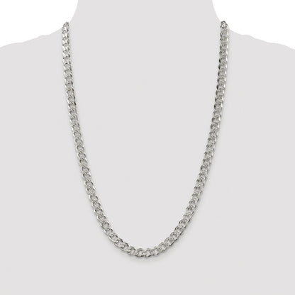 Sterling Silver Rhodium-plated 7.5mm Pav‚ Curb 26 Inch Chain