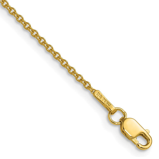 14K Yellow Gold 1.5mm Cable 18 Inch Chain