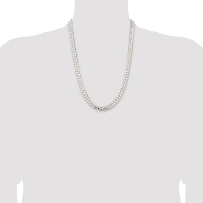 Sterling Silver Rhodium-plated 9mm Polished Domed Curb 24 Inch Chain