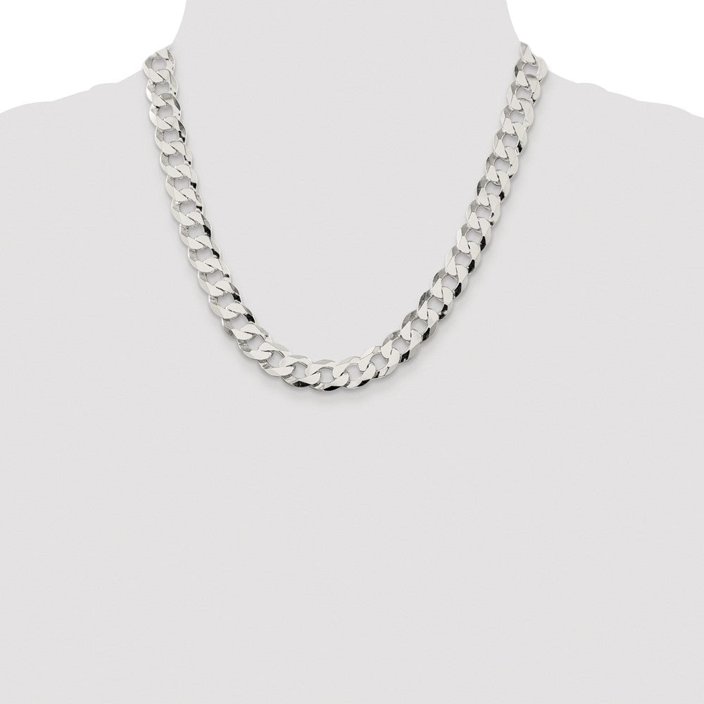 Sterling Silver Rhodium-plated 11.75mm Flat Curb 20 Inch Chain